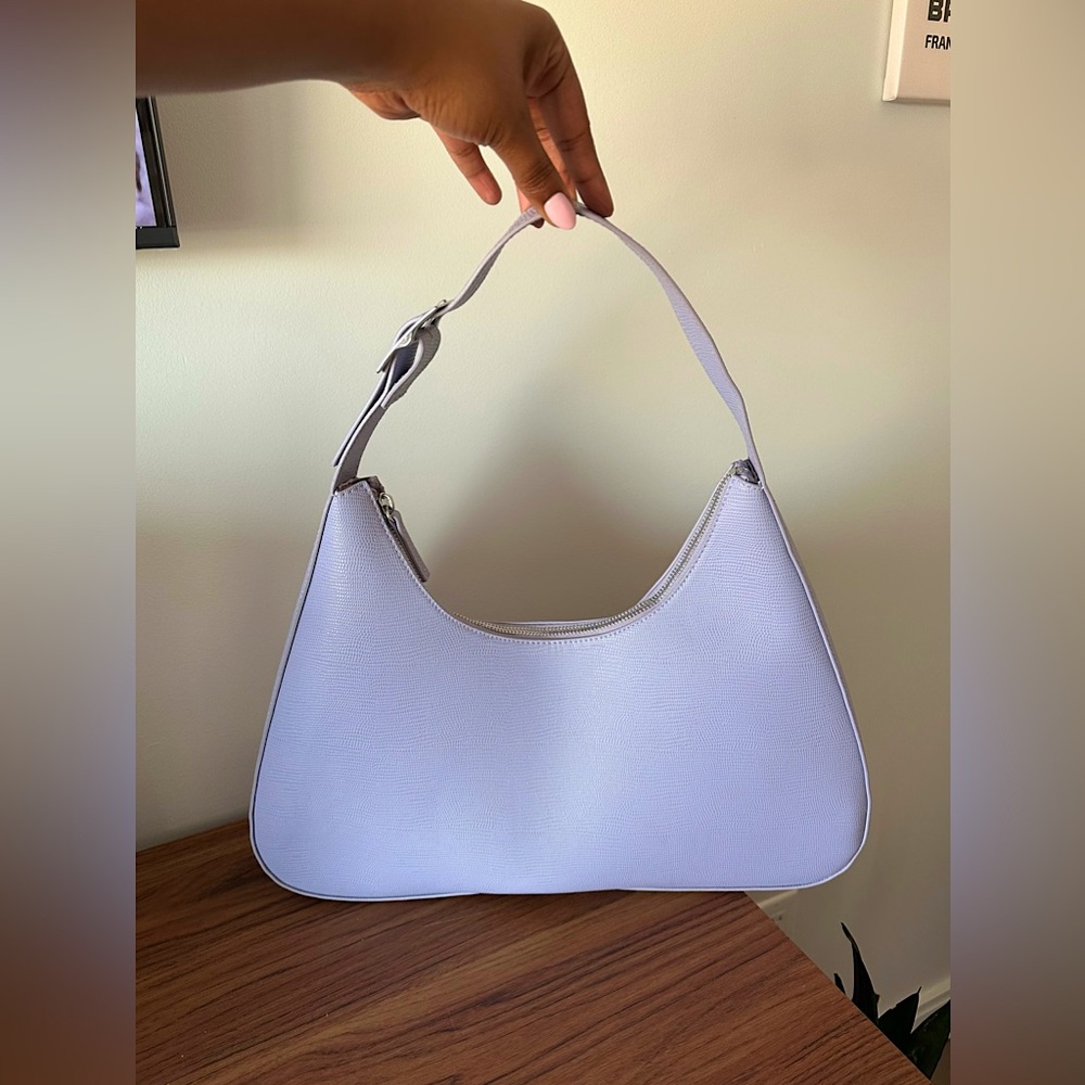 Monki Leona faux leather shoulder bag in lilac